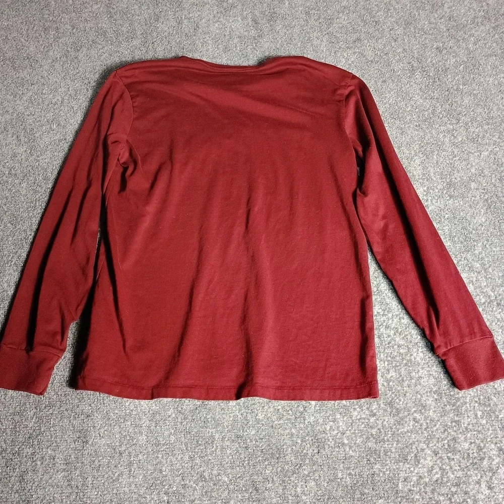 Polo Ralph Lauren Mens Small V-Neck Long Sleeve Shirt Maroon Red Pony Logo